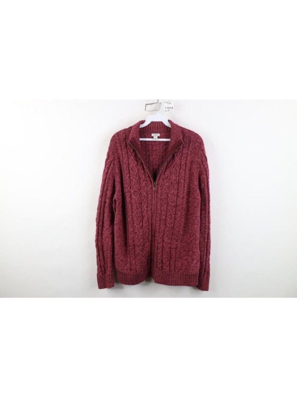 Vintage Y2K LL Bean Fisherman Cable Knit Full Zip Cardigan Sweater Womens L